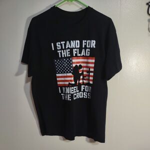 Gildan Men's M USA Cross T Shirt Stand for the Flag Kneel For the Cross